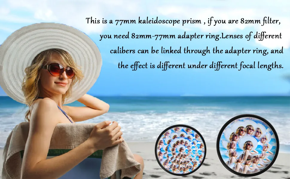 Kaleidoscope Glass Prism Camera Filter 77MM Multiple Refraction Photography Prismatic Effect Filter Variable Number of SLR Photography Accessories - 77MM