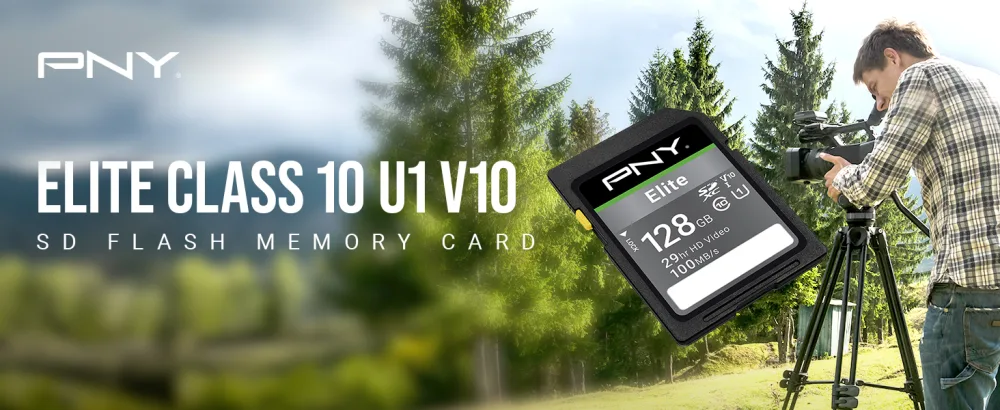 PNY 32GB Elite Class 10 U1 V10 SDHC Flash Memory Card - 100MB/s, Class 10, U1, V10, Full HD, UHS-I, Full Size SD 32GB FLASH CARD - Elite Class 10 U1 V10 SD Flash Memory Card