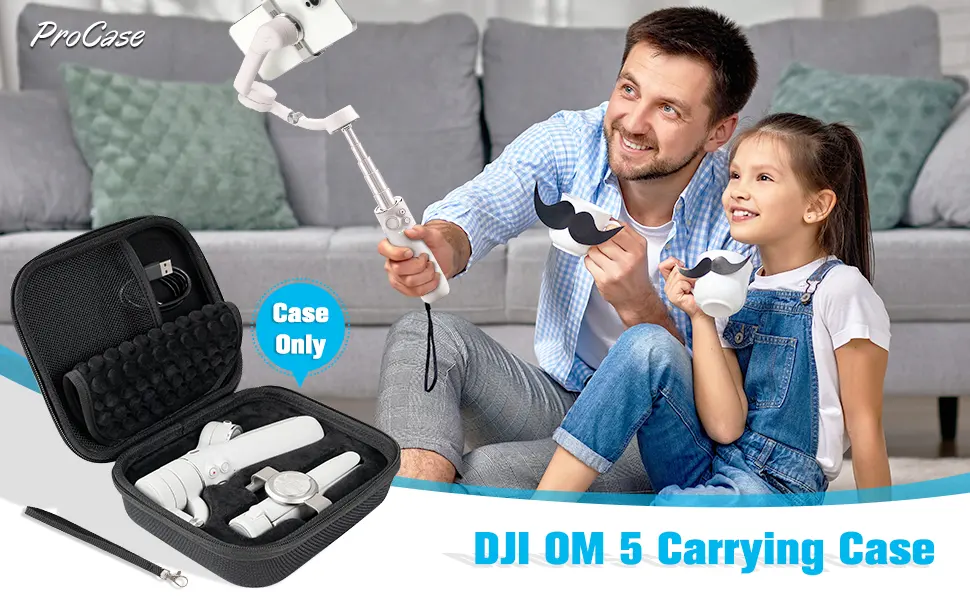 ProCase DJI OM 5 Case, Hard EVA Water-Resistant Carrying Case for DJI OM5 Smartphone Gimbal Stabilizer and Accessories -Black - DJI OM 5 Case