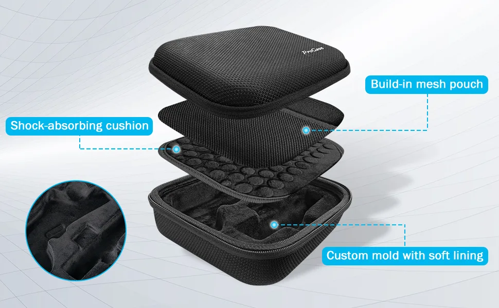 ProCase DJI OM 5 Case, Hard EVA Water-Resistant Carrying Case for DJI OM5 Smartphone Gimbal Stabilizer and Accessories -Black - DJI OM 5 Case