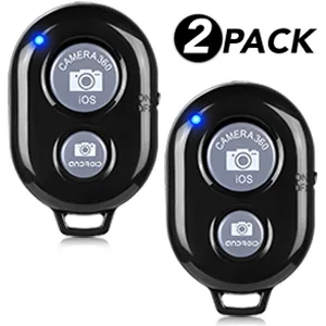2 Pack Wireless Camera Remote Control - Wireless Remote for iPhone & Android Phones iPad iPod Tablet, Clicker for Photos & Videos Black - product information 2