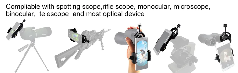 SVBONY Universal Cell Phone Adapter Mount Telescope Phone Mount for Binocular Monocular Spotting Scope Telescope Support Eyepiece Diameter 25 to 48mm 25-48mm - compatible with microscope;telescope;binoculars;monocular;spotting scope;night vision monocular