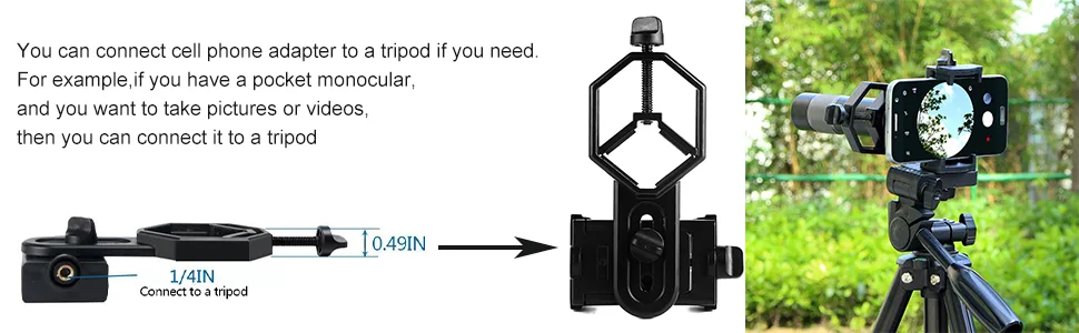 SVBONY Universal Cell Phone Adapter Mount Telescope Phone Mount for Binocular Monocular Spotting Scope Telescope Support Eyepiece Diameter 25 to 48mm 25-48mm - connect your phone with telescope or microscope to explore beautiful scene and amazing tiny world