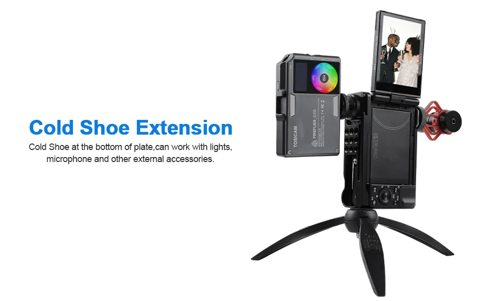 TOSICAM ZV1 Camera Base Mount Bracket for Sony ZV1 Compact Camera Cold Shoe Mount Microphone/Light Extension,Support Vertical Video YouTube Vlog Accessories - product information 4