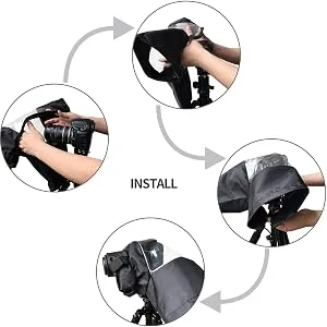WANBY Waterproof Camera Rain Cover Professional Soft Black Camera Rain Covers for All DSLR SLR Cameras - Rain Cover