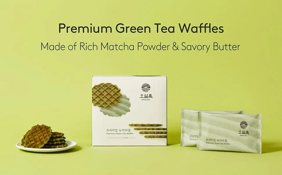OSULLOC Green Tea Waffles (8Count, 2 x 4shacets) | Korean Matcha Flavored Snacks | Asian Snacks, Premium Tea Food - waffles_1