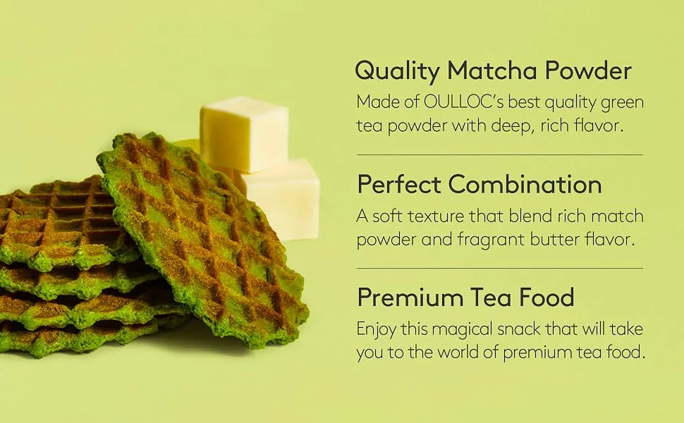 OSULLOC Green Tea Waffles (8Count, 2 x 4shacets) | Korean Matcha Flavored Snacks | Asian Snacks, Premium Tea Food - waffles