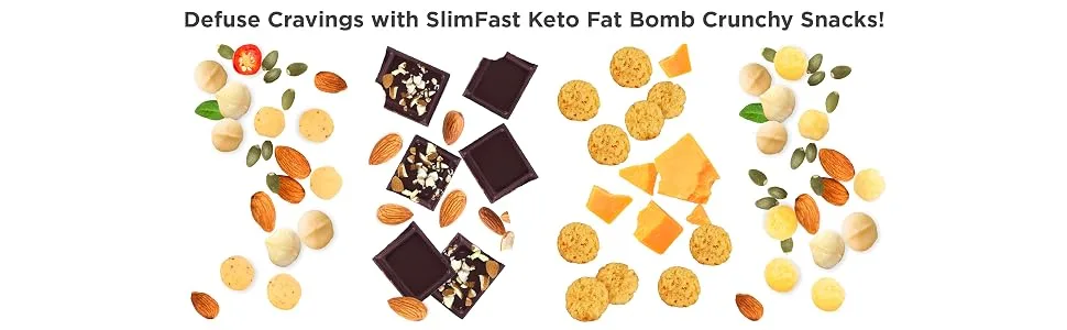 SlimFast Low Carb Snacks, Real Cheddar Cheese Crisps, Keto Friendly for Weight Loss, with 6g of Protein, 6 Count Box (Packaging May Vary) - fat bombs cravings crunchy snack
