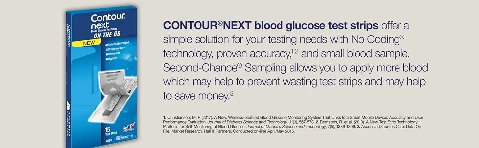 Contour Next ON The GO Blood Glucose Test Strips, 15 Count - Image