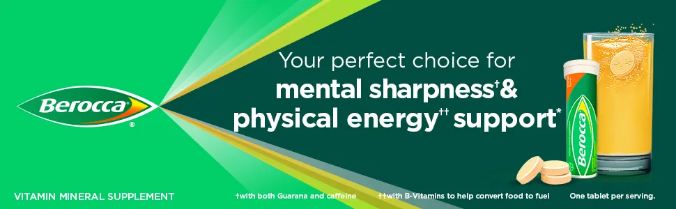 Berocca Energy Vitamin Supplement for Mental Sharpness and Physical Energy Support, Orange Flavor, Effervescent Tablets with Vitamin C for Immunity Support*, 10 Count - energy supplement energy vitamin