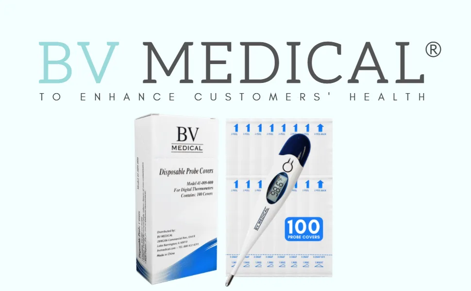 BV Medical Digital Thermometer Rigid Tip 10sec. W/100 Probe Covers Pack - Thermometry