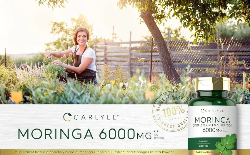Carlyle Moringa Oleifera | 180 Capsules | Non-GMO and Gluten Free Supplement | Complete Green Superfood | from Moringa Leaf Powder - Moringa 6000mg