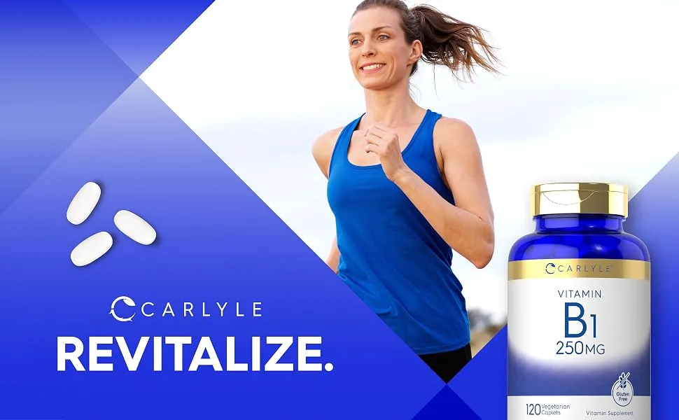 Carlyle Vitamin B1 | 250mg | 120 Caplets | Thiamin Mononitrate | Vegetarian, Non-GMO, and Gluten Free Supplement - Vitamin B1