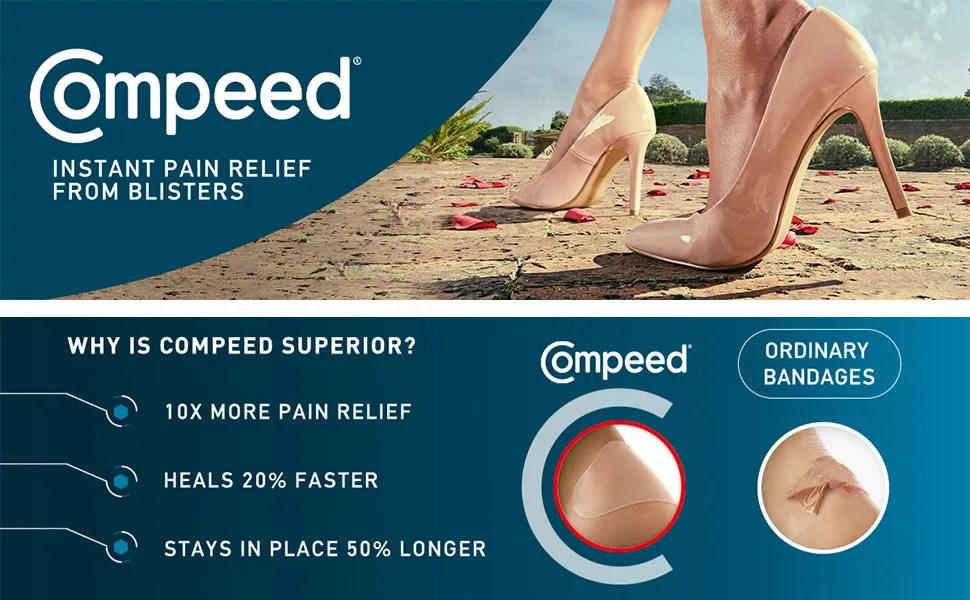 Advanced Blister Care 9 Count High Heel (2 Packs) - Compeed Instant Pain Relief from Blisters