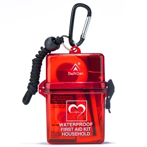 DEFTGET Waterproof First Aid Kit Emergency Survival Kits Mini Durable Lightweight for Minor Injuries Camping Hiking Travel Backpacking (Dark-red) - best first aid kit