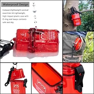 DEFTGET Waterproof First Aid Kit Emergency Survival Kits Mini Durable Lightweight for Minor Injuries Camping Hiking Travel Backpacking (Dark-red) - DEFTGET Waterproof First Aid Kit