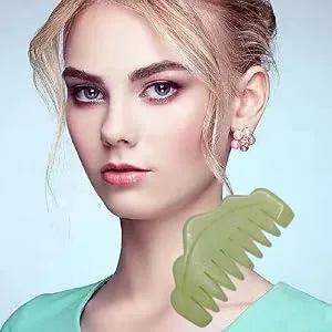 DMtse Natural Guasha Stone for Head Therapy Massage Hair Comb Scalp Massager Tool SPA Treatment - product information 2