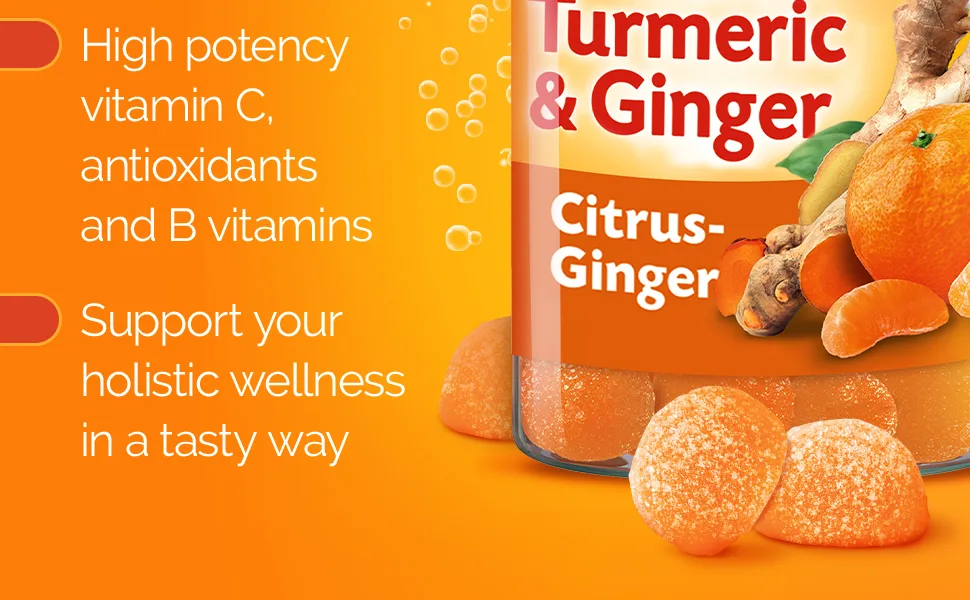 Emergen-C Citrus-Ginger Gummies, Turmeric and Ginger, Immune Support Natural Flavors with High Potency Vitamin C, 36 Count - High potency vitamin C, antioxidants, electrolytes and B vitamins