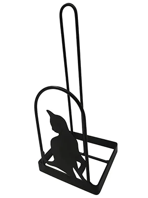 Evelots Kitty Cat Toilet Paper Holder-Free Standing-Bathroom Space Saver-Black Metal - Single