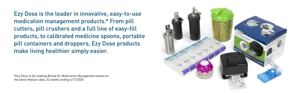 EZY DOSE Push Button (7-Day) Pill Case, Medicine Planner, Vitamin Organizer, 2 Times a Day AM/PM, Removeabale Trays, Large Compartments, Arthritis Friendly, Rainbow Lids Rainbow Large - ezy dose product family