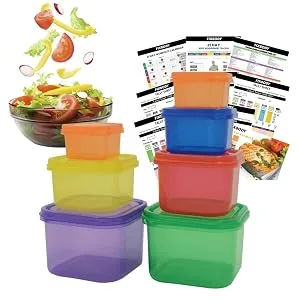 FIXBODY 7PCS Portion Control Containers, Color-Coded Labeled, 21 Day Lose Weight System (Use Guide, 21 Day Tracker and Recipe Ebook Include) 7 PCS - product information 3