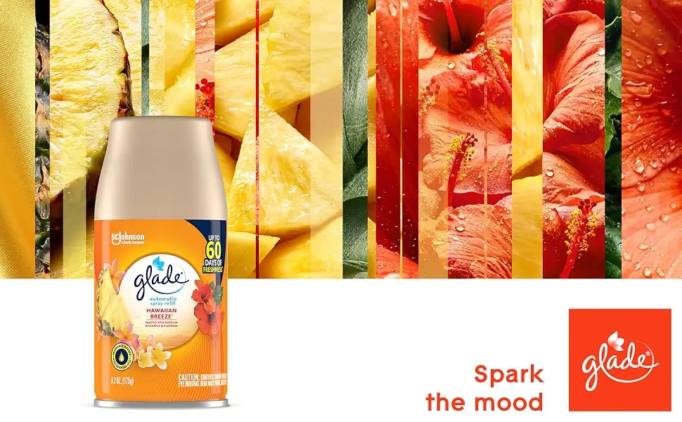 Glade Automatic Spray Refill, Air Freshener for Home and Bathroom, Hawaiian Breeze, 6.2 Oz, 2 Count - breeze