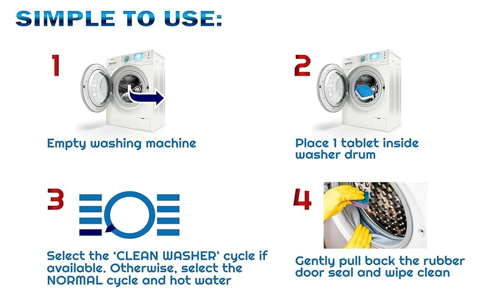 GRIME LABS Washing Machine Cleaner Tablets - Penetrating Deep Clean Washer Cleaner Tablets For Front Loader And Top Load HE - Active Oxygen Formula Tub Descaler Deodorizer - washing machine cleaner front loader washer cleaner tablets