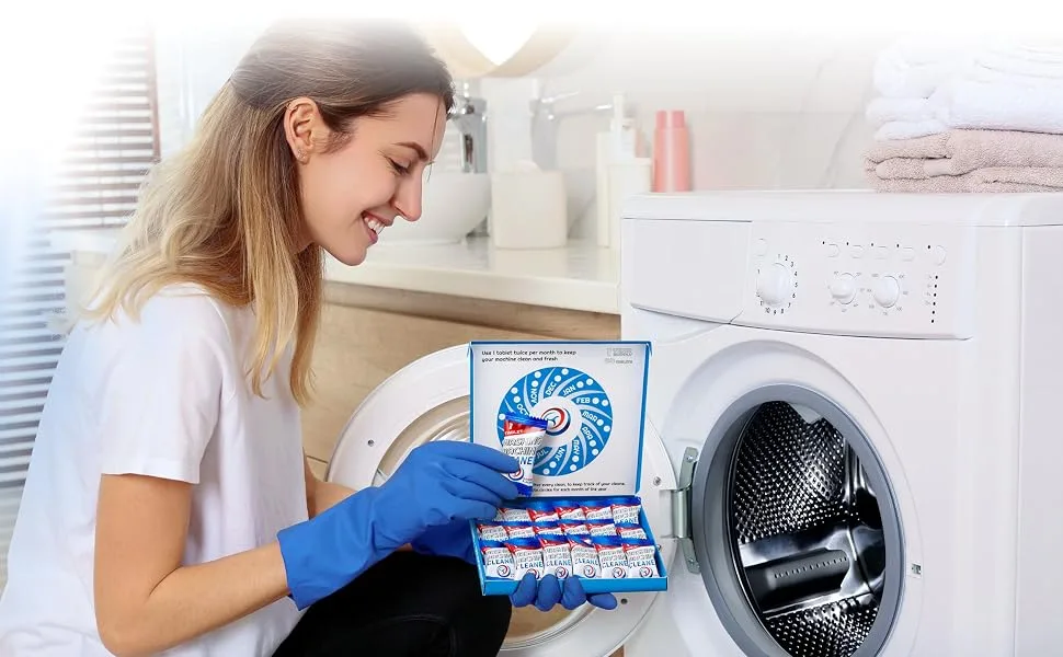 GRIME LABS Washing Machine Cleaner Tablets - Penetrating Deep Clean Washer Cleaner Tablets For Front Loader And Top Load HE - Active Oxygen Formula Tub Descaler Deodorizer - washing machine cleaner top load wash machine cleaner washer cleaner for high-efficiency he washers