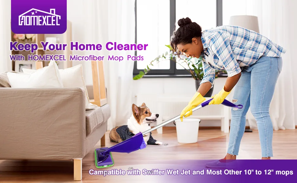 HOMEXCEL Microfiber Mop Pads Compatible with Swiffer Wet Jet, Reusable and Machine Washable Floor Mop Pad Refills, Mop Head Replacements for Multi Surface Wet & Dry Cleaning, Pack of 4 - product information 11
