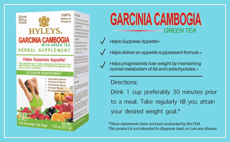 HYLEYS Tea Wellness Garcinia Cambogia Green Tea, Assorted Tea Bags, 42.0 Count Assorted 42 Ct 1 Count (Pack of 1) - Garcinia Directions