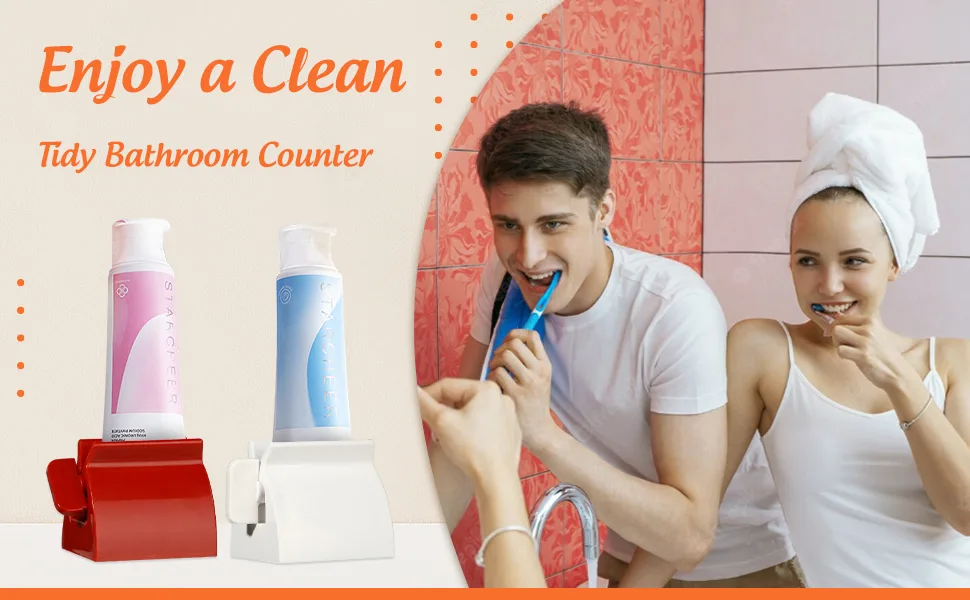 ISKYBOB Set of 2 Rolling Tube Toothpaste Squeezer Dispenser Toothpaste Seat Holder Stand Multicolor - TIDY BATHROOM
