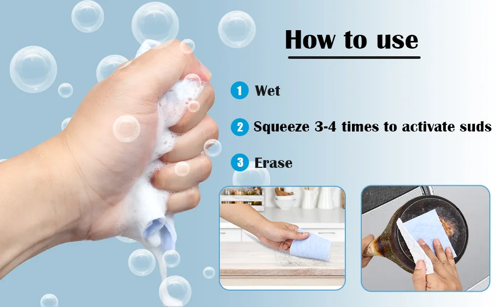 Light Scouring Pad with Foam, Triple Cleaning Heavy Duty Household Scour Pads Non-Scratch General Purpose Hand Pad Magic Sponge Eraser Sheets-24 Pack 24 PCS - Light Scouring Pad with Foam