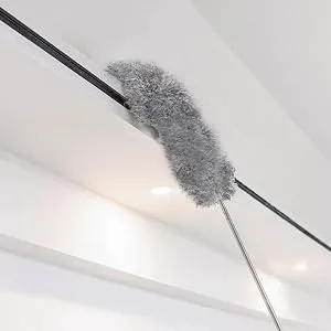 Microfiber Duster with Extension Pole(Stainless Steel), Extra Long 100 inches, with Bendable Head, Extendable Duster for Cleaning High Ceiling Fan, Interior Roof, Cobweb, Gap Dust- Wet or Dry Use - 11111