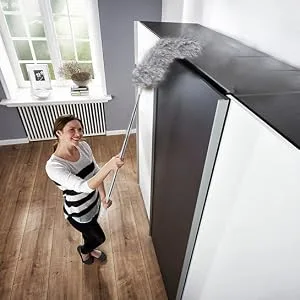 Microfiber Duster with Extension Pole(Stainless Steel), Extra Long 100 inches, with Bendable Head, Extendable Duster for Cleaning High Ceiling Fan, Interior Roof, Cobweb, Gap Dust- Wet or Dry Use - 2222