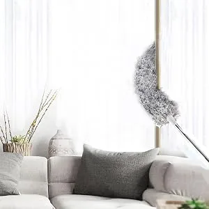 Microfiber Duster with Extension Pole(Stainless Steel), Extra Long 100 inches, with Bendable Head, Extendable Duster for Cleaning High Ceiling Fan, Interior Roof, Cobweb, Gap Dust- Wet or Dry Use - 5555