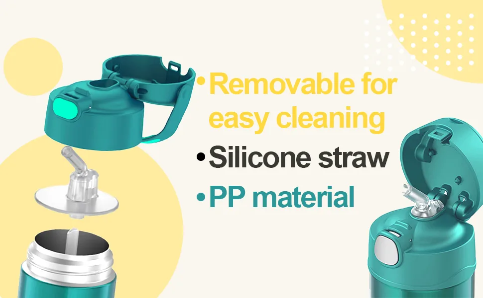 Replacement Straws for Thermos Funtainer Bottle, Straws Stem Set with Cleaning Brushes,Safe to use for Adult/Children (6-pack) - 12 OZ WATER BOTTLES STRAWS