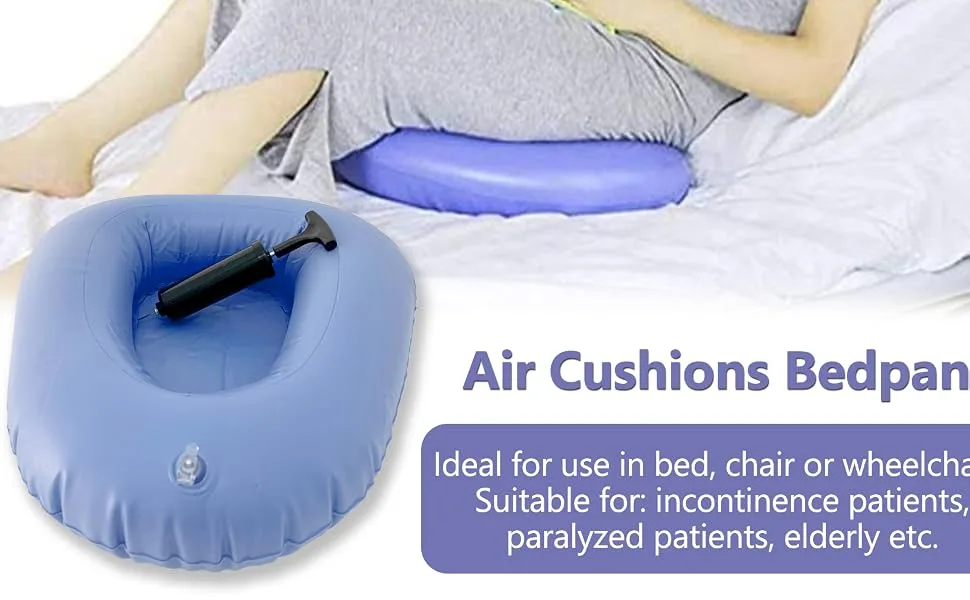 Inflatable Bedpan - Potty Bedside Toilet Nursing Urinals for Bedridden Elderly Disabled Bedbound Patient (Dark Blue-L Size) - product information 1
