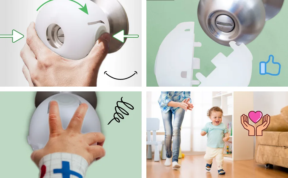 Moonybaby Door Knob Child Proof, 4 Pack, White - product information 9