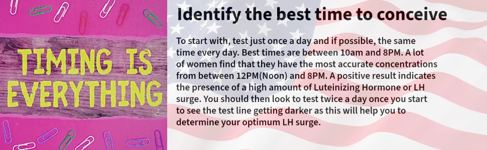 One Step 50 Ovulation Test Strips, LH Fertility Predictor Testing Kits, for Women Tracking When You are Ovulating, Accurate Clear Results - Made in The USA - ovulation identify the best time to test