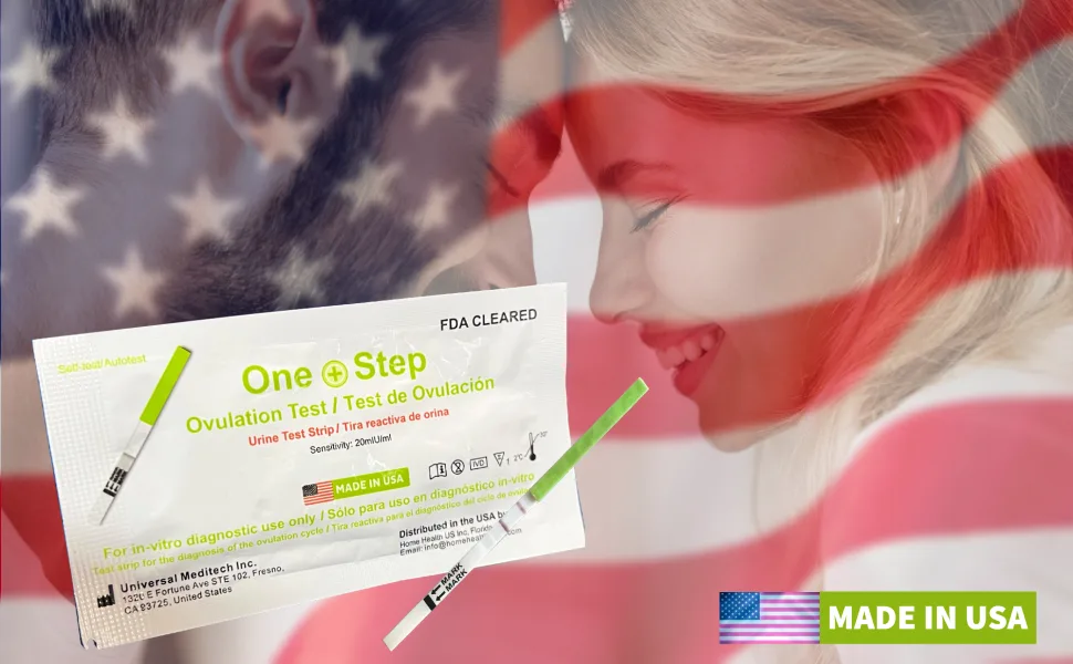 One Step 50 Ovulation Test Strips, LH Fertility Predictor Testing Kits, for Women Tracking When You are Ovulating, Accurate Clear Results - Made in The USA - USA manufactured ovulation test strips 20miu
