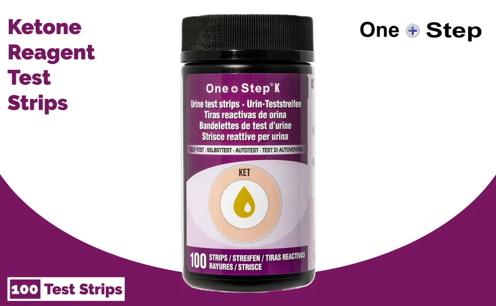 One Step Ketone Test Strips 100 Ketosis Urine Tests for Keto Low-Carb Diet - Ketone tub main