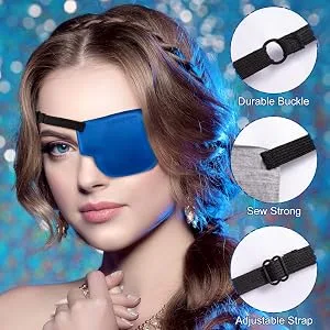 PAGOW 3Pcs 3D Eye Patches for Adults, Adjustable Eyepatch for Lazy Eye,Large Black,Grey,Blue (Left Eye) - product information 3