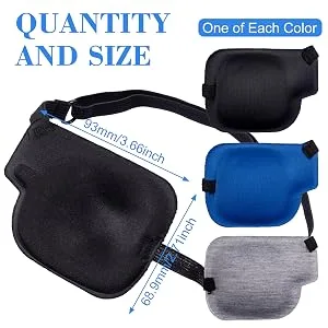 PAGOW 3Pcs 3D Eye Patches for Adults, Adjustable Eyepatch for Lazy Eye,Large Black,Grey,Blue (Left Eye) - product information 4