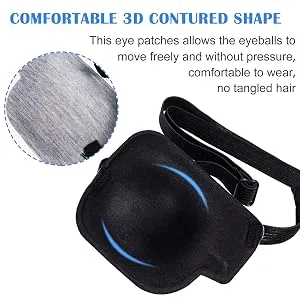 PAGOW 3Pcs 3D Eye Patches for Adults, Adjustable Eyepatch for Lazy Eye,Large Black,Grey,Blue (Left Eye) - product information 5