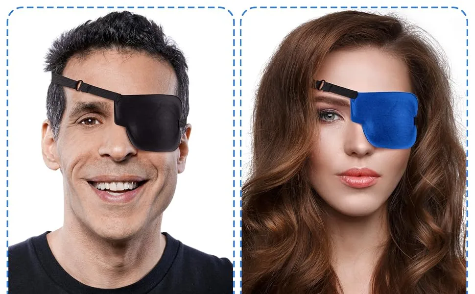 PAGOW 3Pcs 3D Eye Patches for Adults, Adjustable Eyepatch for Lazy Eye,Large Black,Grey,Blue (Left Eye) - product information 6