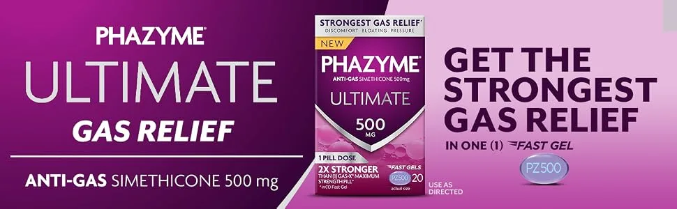 Phazyme Maximum Strength Gas & Acid Relief, Works Fast, Cherry Flavor, 24 Chews (Packaging May Vary) - Phazyme Portfolio