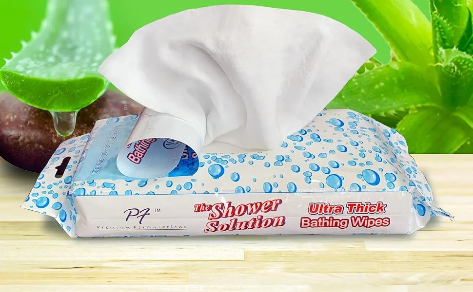 Premium Formulations Shower Solution Ultra Thick No Rinse Bathing Wipes For Post Workouts, Camping, Backpacking, Outdoors and Hiking, Extra Large 10 Wipes 10 Wipes (1 Pack) - no rinse wipes