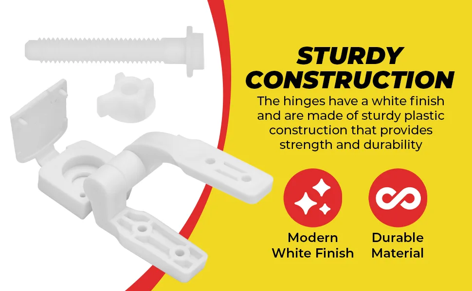 White Plastic Toilet Seat Hinge Replacement with Bolts Screw and Nuts - product information 3