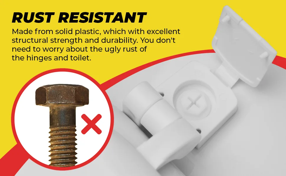 White Plastic Toilet Seat Hinge Replacement with Bolts Screw and Nuts - product information 6