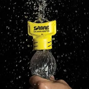 SABRE Eye Wash Adapter - Turns Water Bottle into Eye Wash Device - Flushes Contaminants from the Eye , Yellow, 2.4 oz - EYE WASH DEVICE